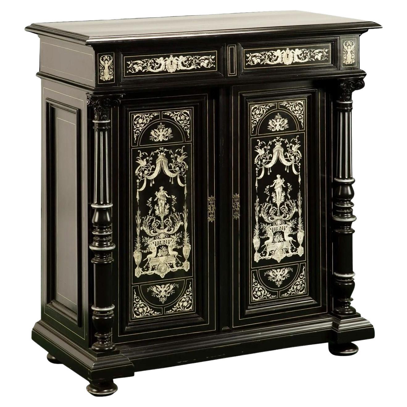 Late 19th Century Victorian Renaissance Revival Cabinet with Inlaid For Sale