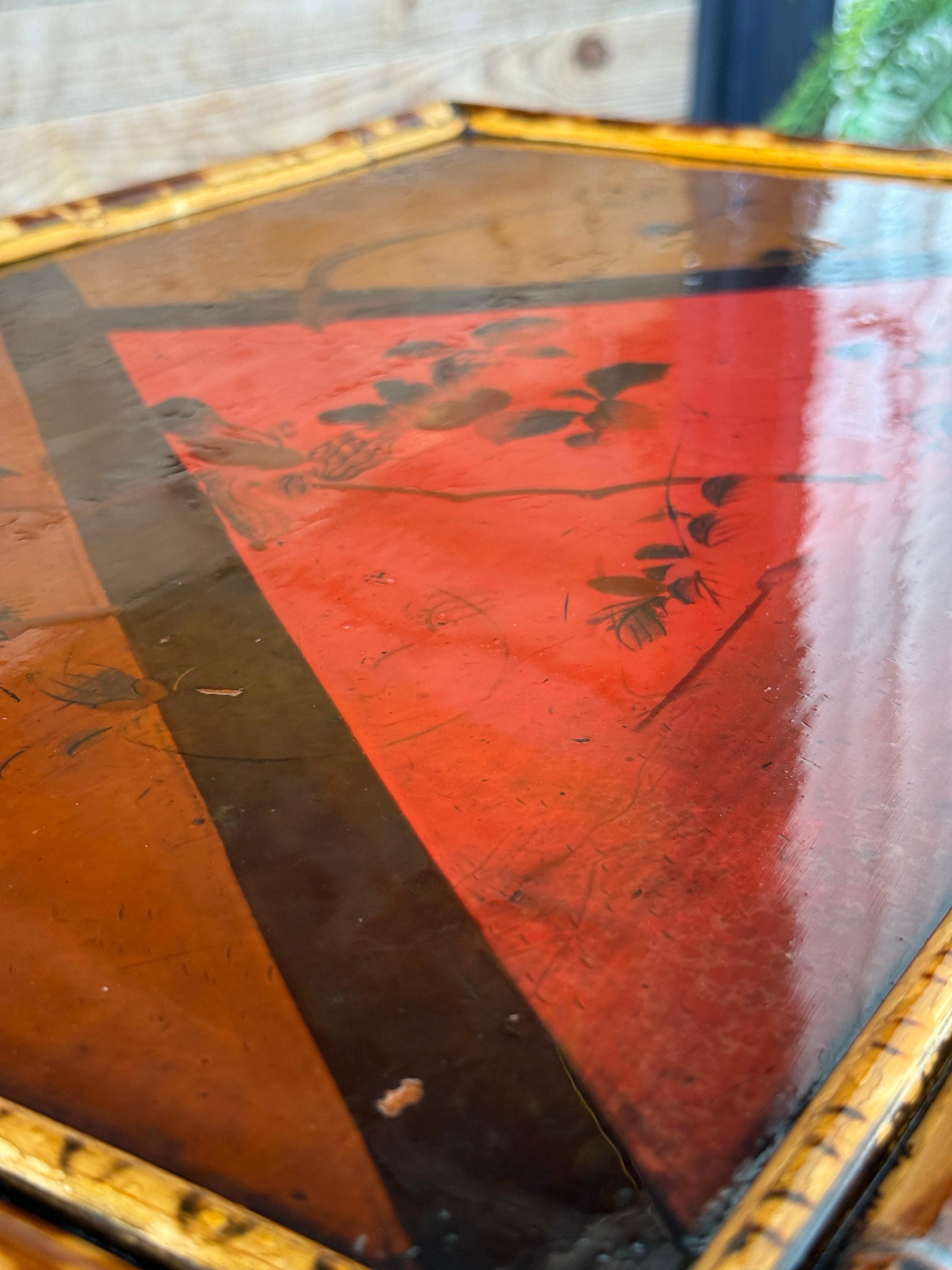 Table d'appoint victorienne en bambou japanné laqué à la fin du 19e siècle en vente 6