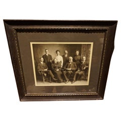 Late 19th Century Victorian Sepia Tone Photograph Family Portrait in Frame