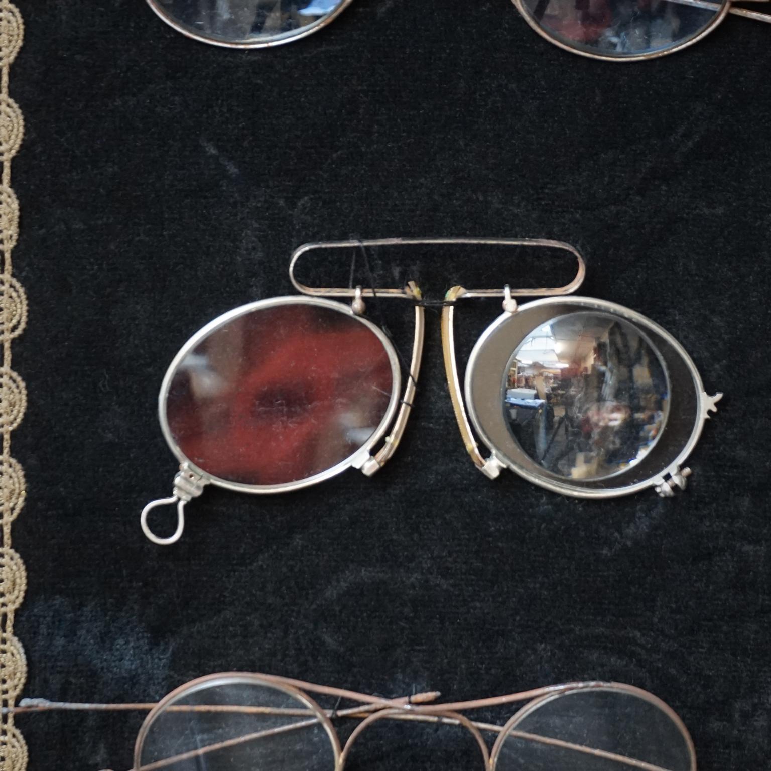 Brass Late 19th Century Victorian Set of Ten Sales Samples Eye Glasses and Pince Nez For Sale