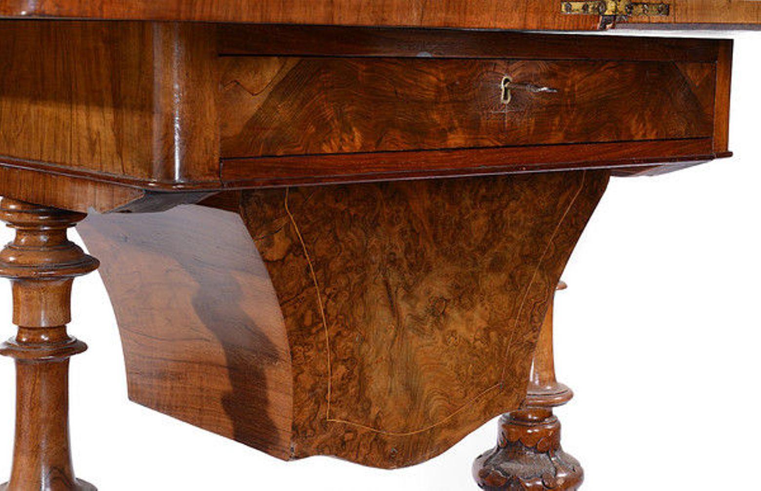 Late 19th Century Victorian Walnut & Inlaid Games & Work Table For Sale 1