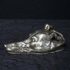 Late 19th Century Vienna Bronze Greyhound Dog Head Letter Holder or Paper Clip