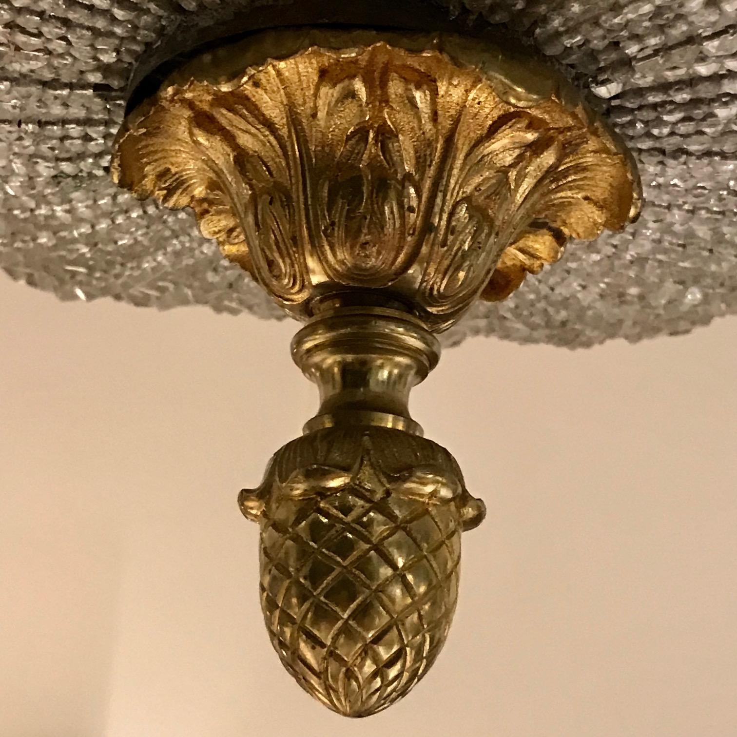 Late 19th Century Viennese Gilt-Bronze Crystal Beaded Basket Chandelier In Good Condition For Sale In Ljubljana, SI