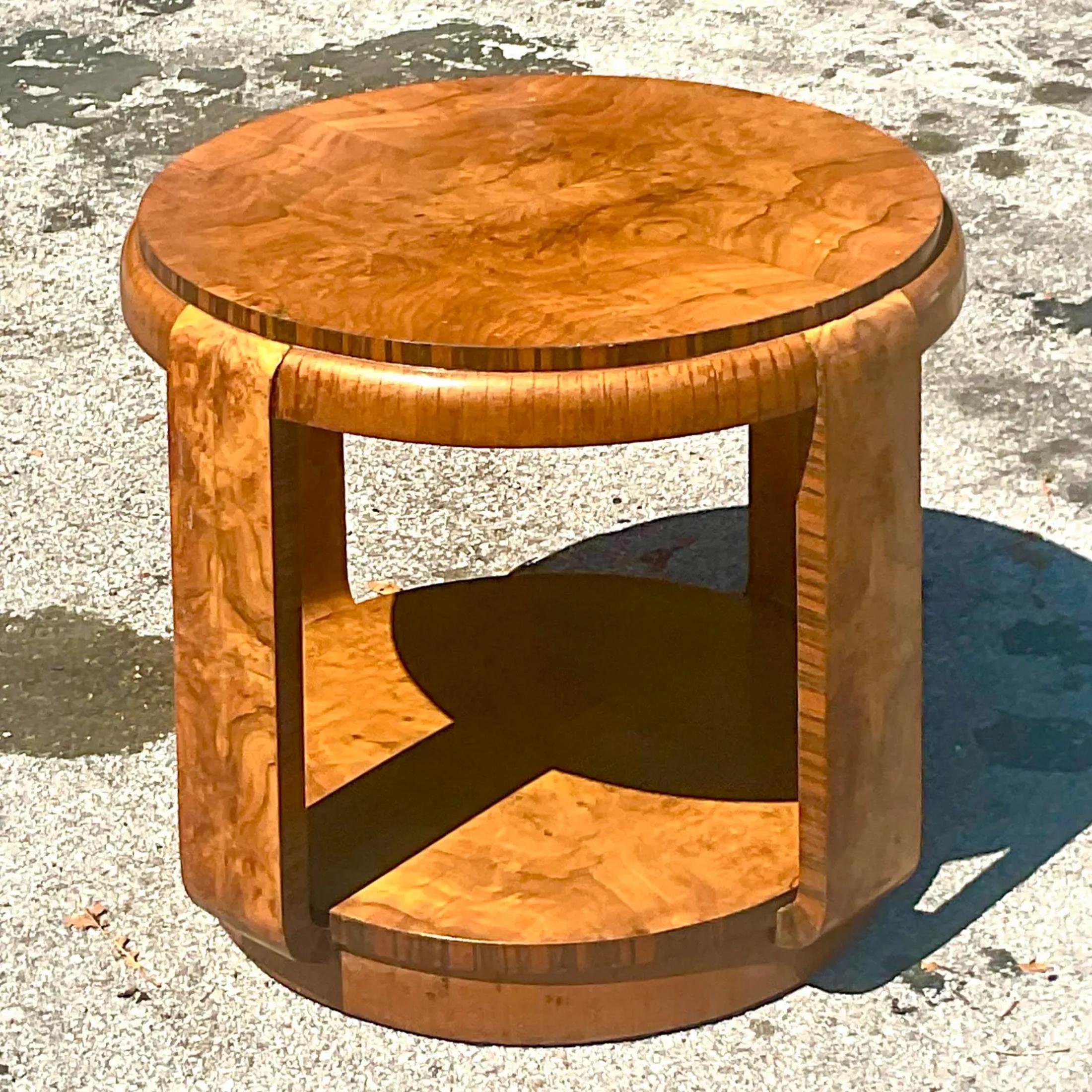 American Late 19th Century Vintage Boho Burl Wood Side Table For Sale