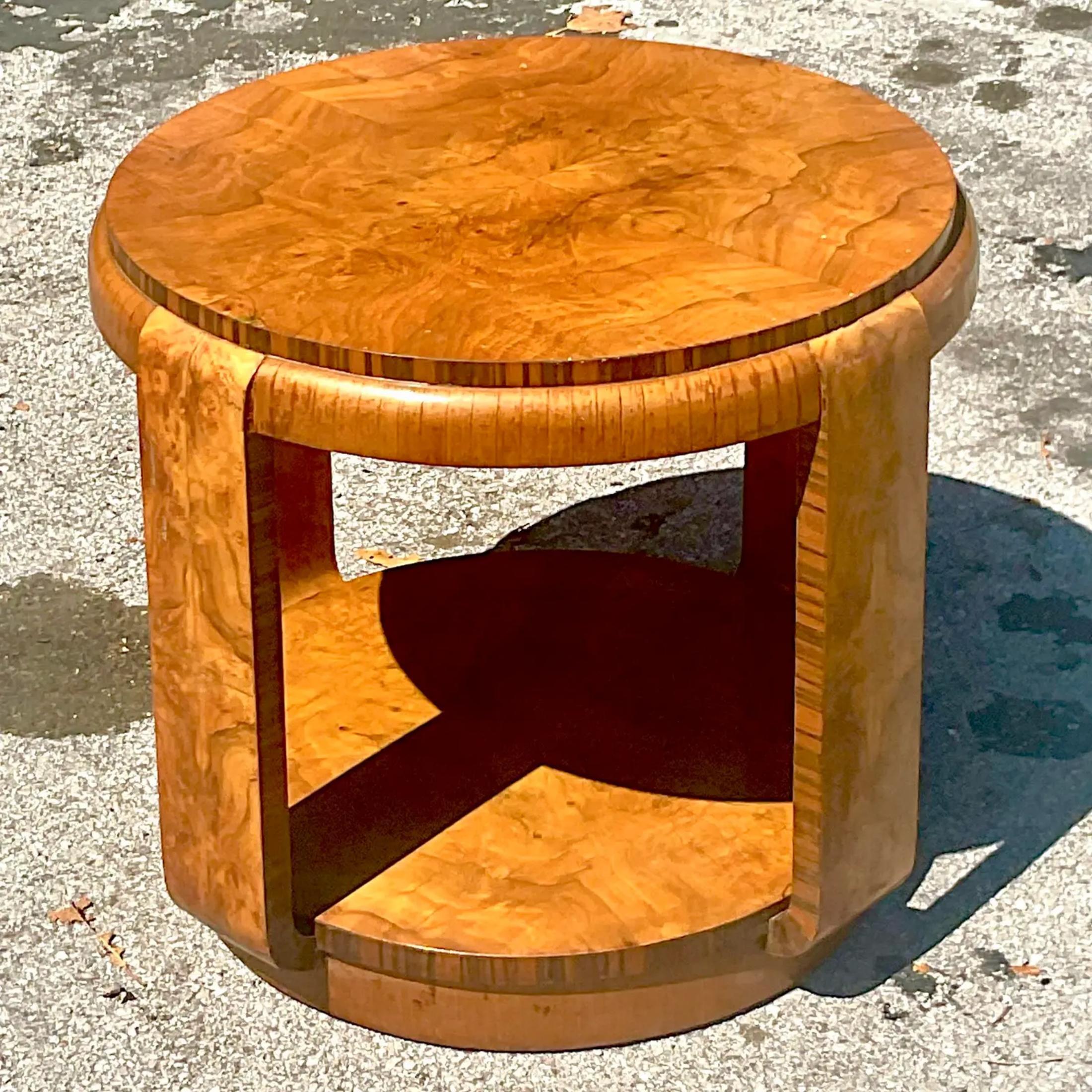 Late 19th Century Vintage Boho Burl Wood Side Table In Good Condition For Sale In west palm beach, FL