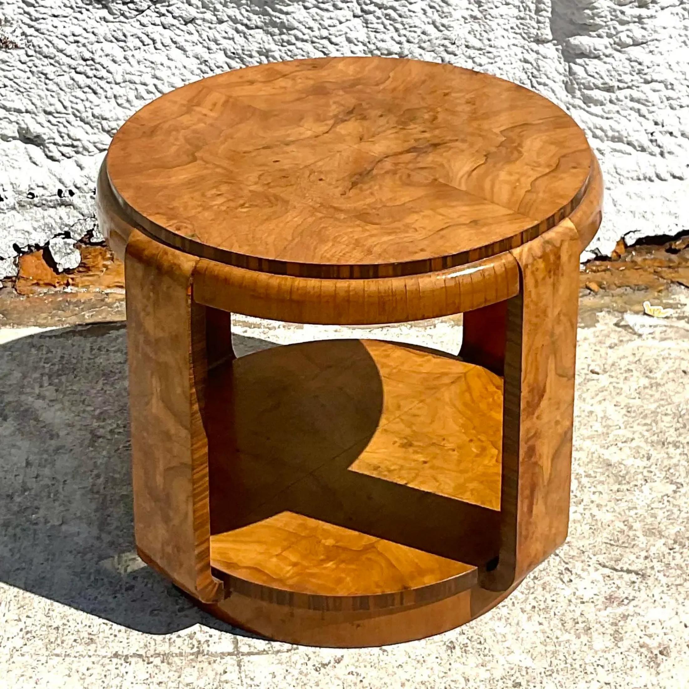 Late 19th Century Vintage Boho Burl Wood Side Table For Sale 3