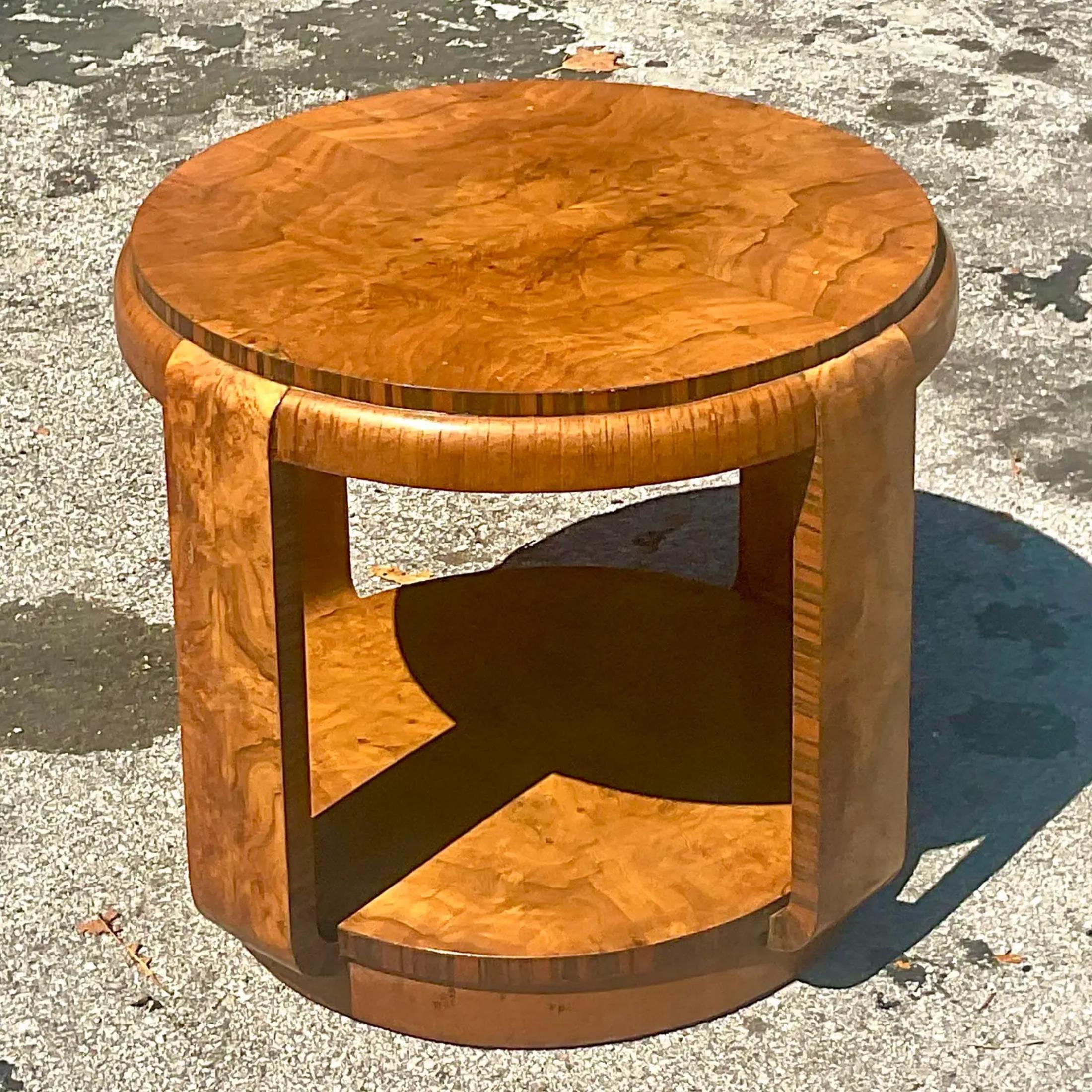 Late 19th Century Vintage Boho Burl Wood Side Table For Sale 4