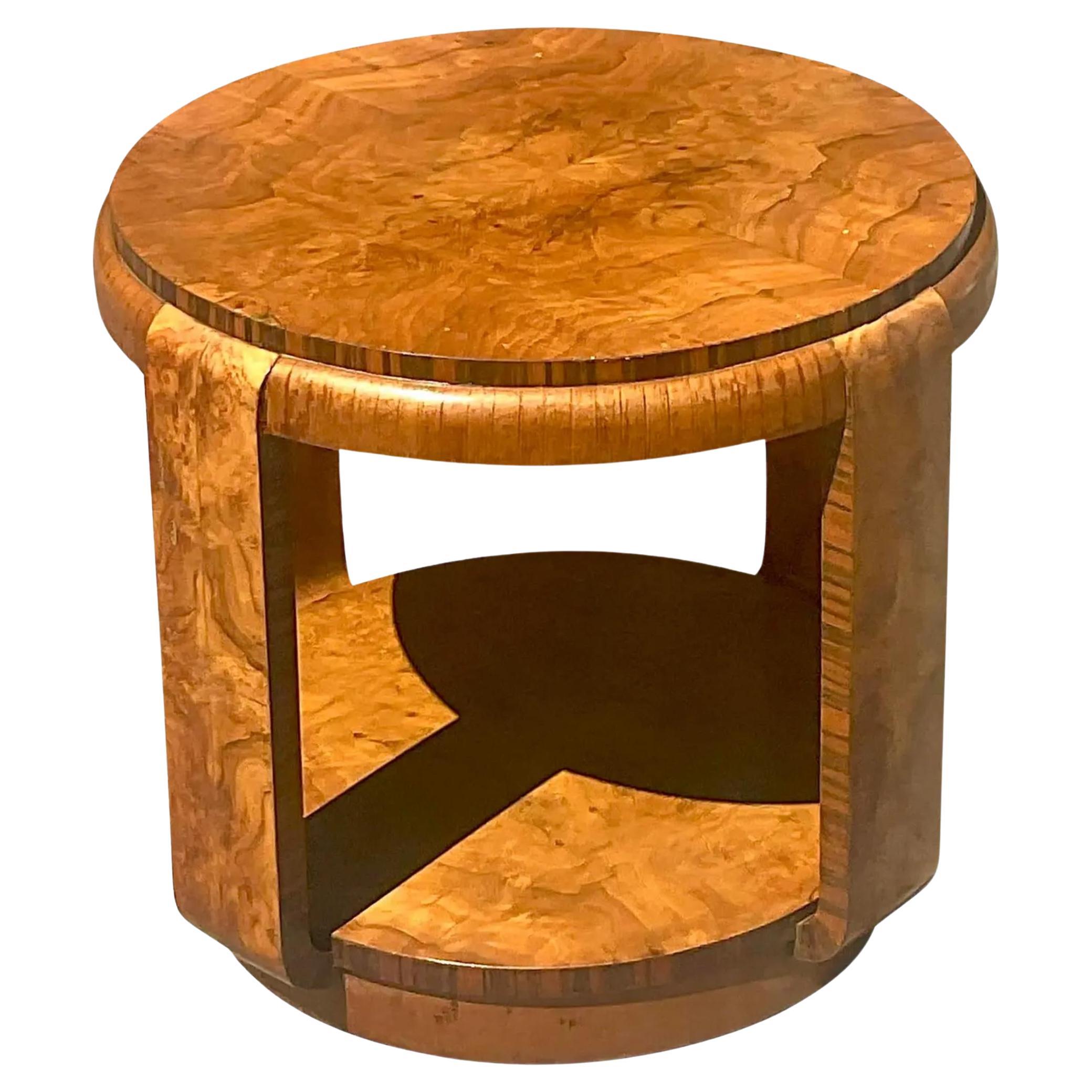 Vintage Burl Wood Side Table