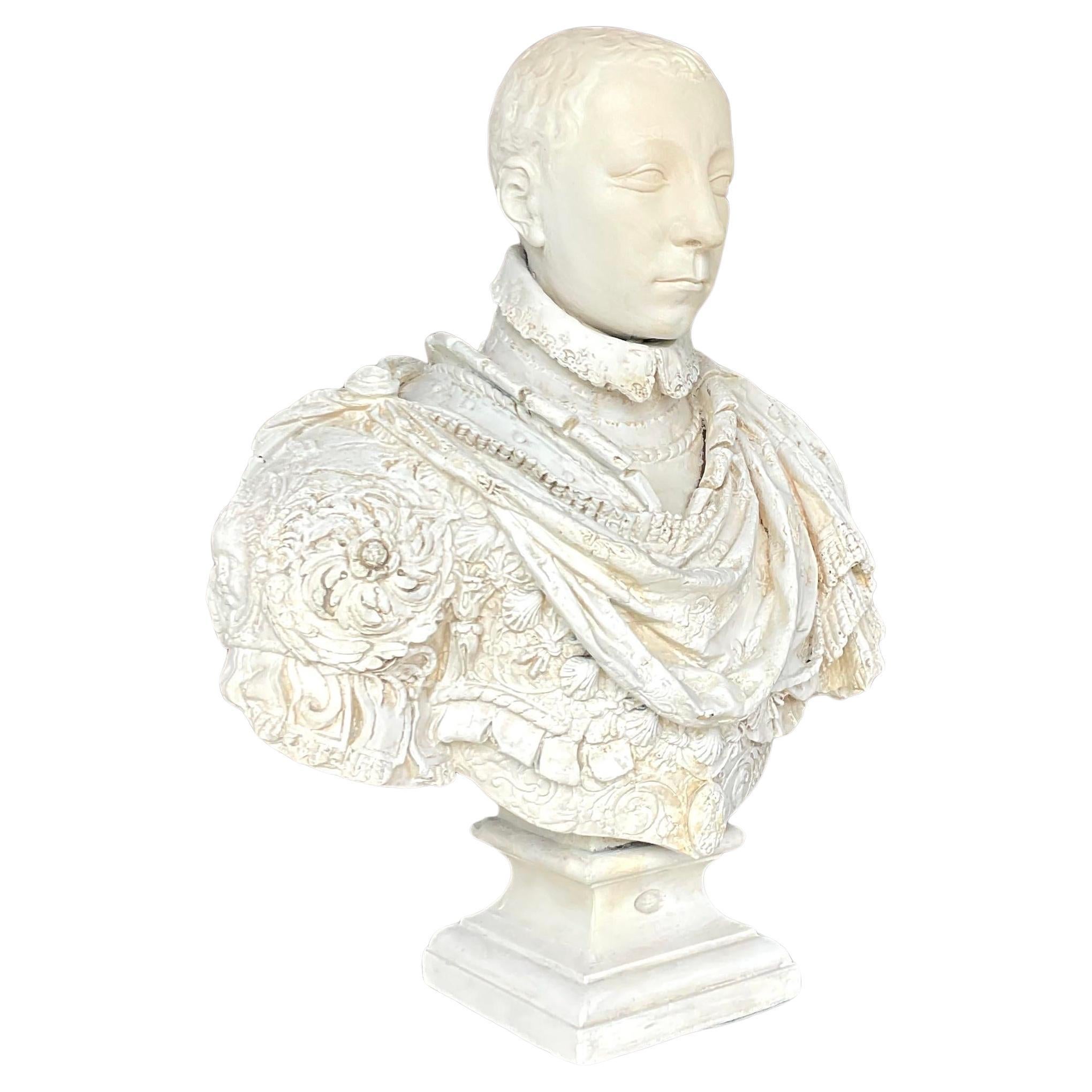 Fin du 19ème siècle Vintage Boho Buste en plâtre d'un homme maure en vente