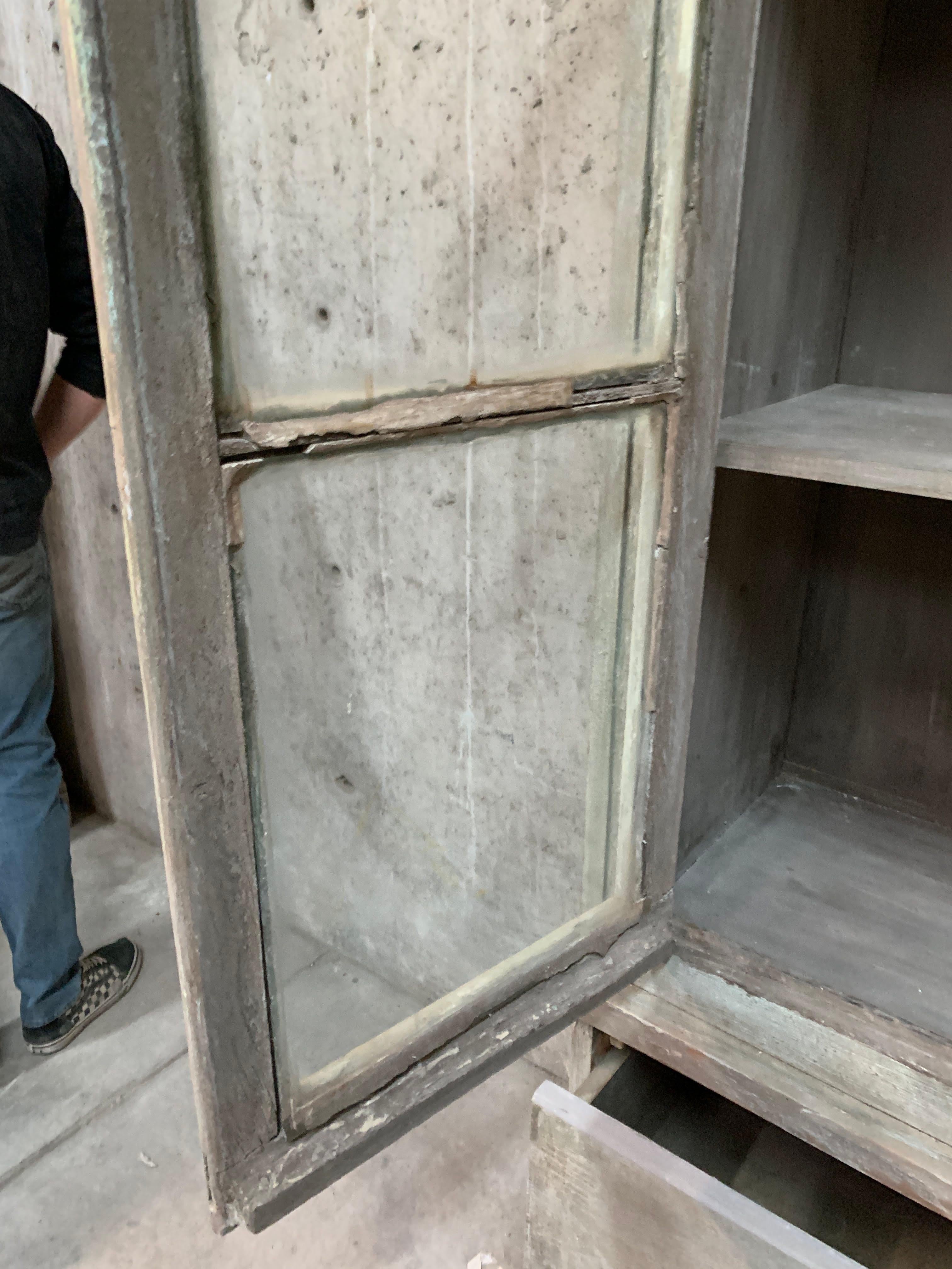 Late 19th Century Vintage French Painted Bookcase With Window Doors For Sale 4
