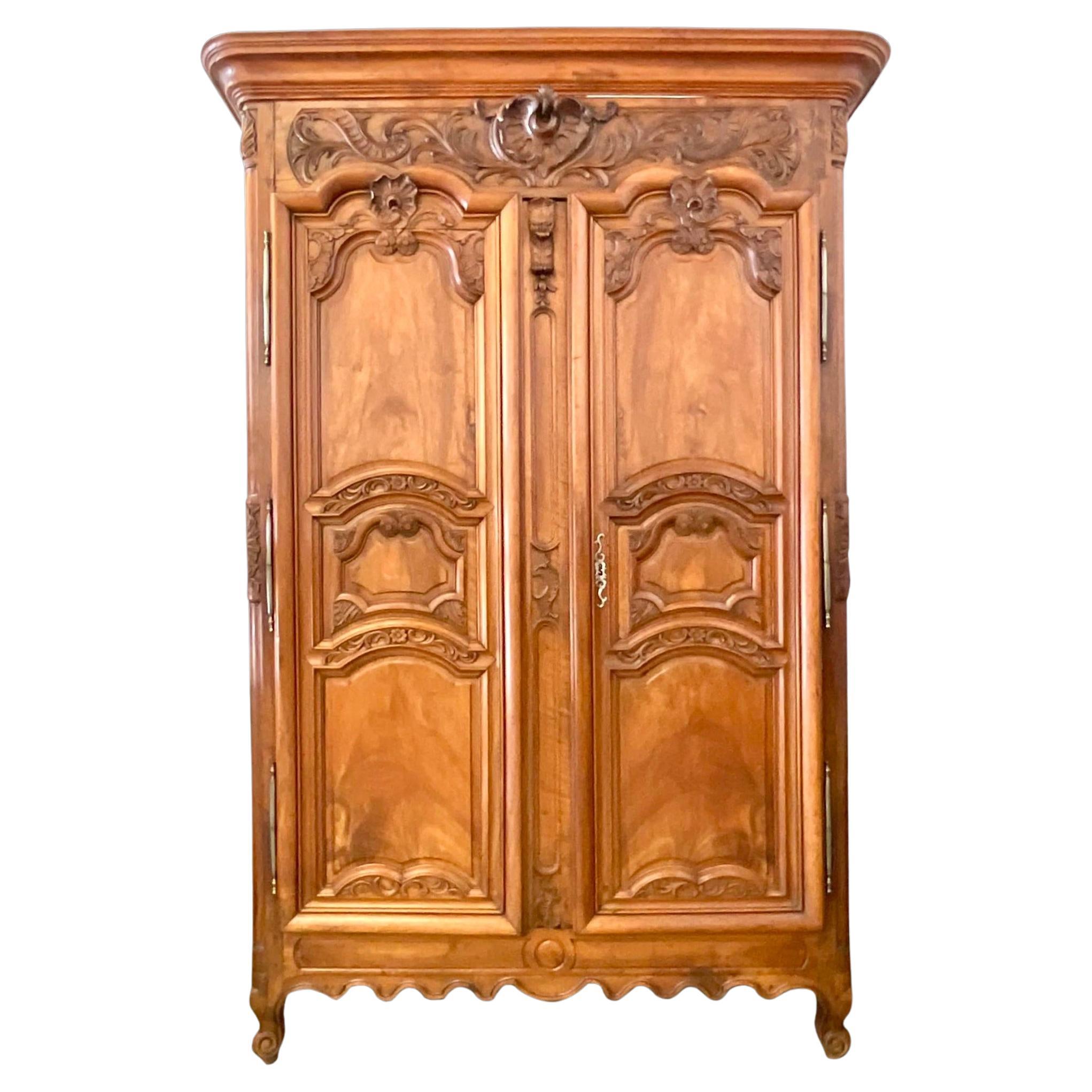 Late 19th Century Vintage Hand Carved French Armoire For Sale