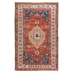 Late 19th Century Red Vintage Serapi Handmade Wool Rug