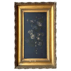 Late 19th Century Vintage Victorian Original Floral Painting on Board