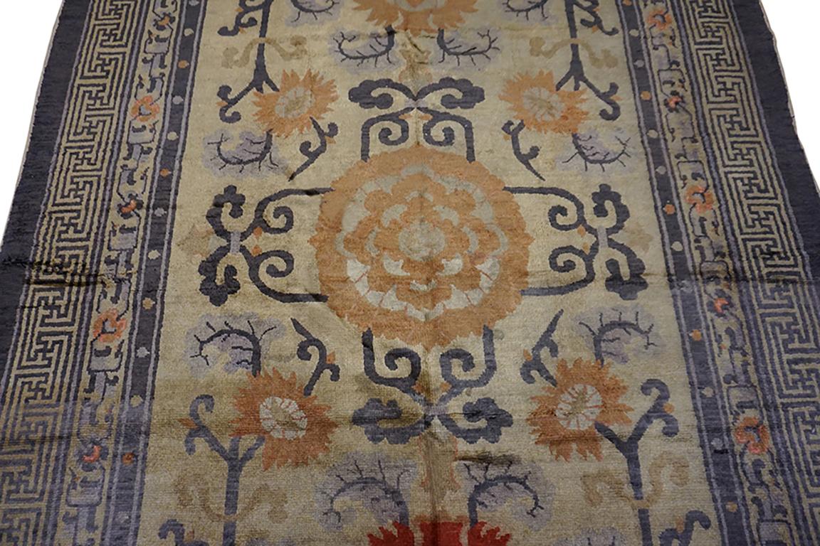 Noué à la main Fin du 19e siècle W. Tapis en soie Ningxia de Chine en vente
