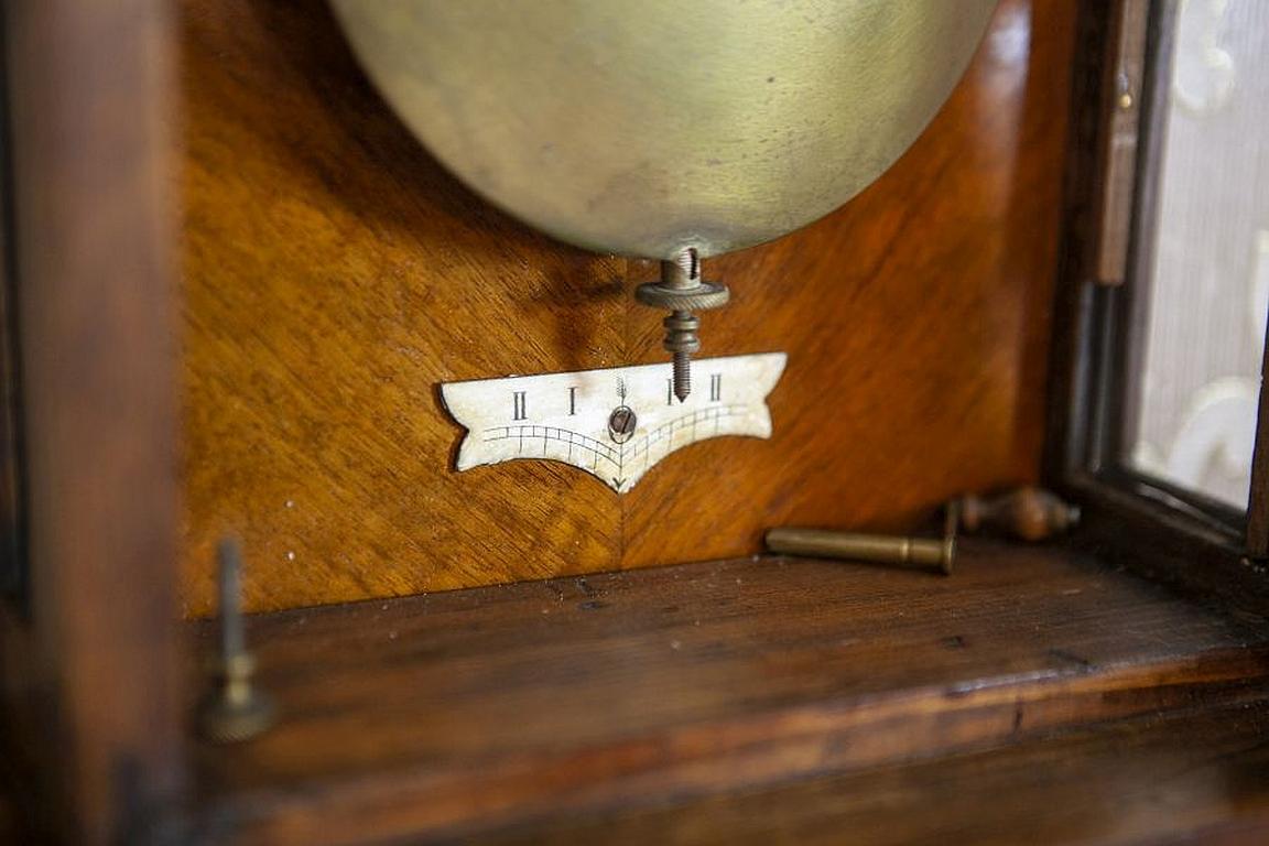 Late-19th Century Wall Clock with Brass Elements in Walnut Case For Sale 8