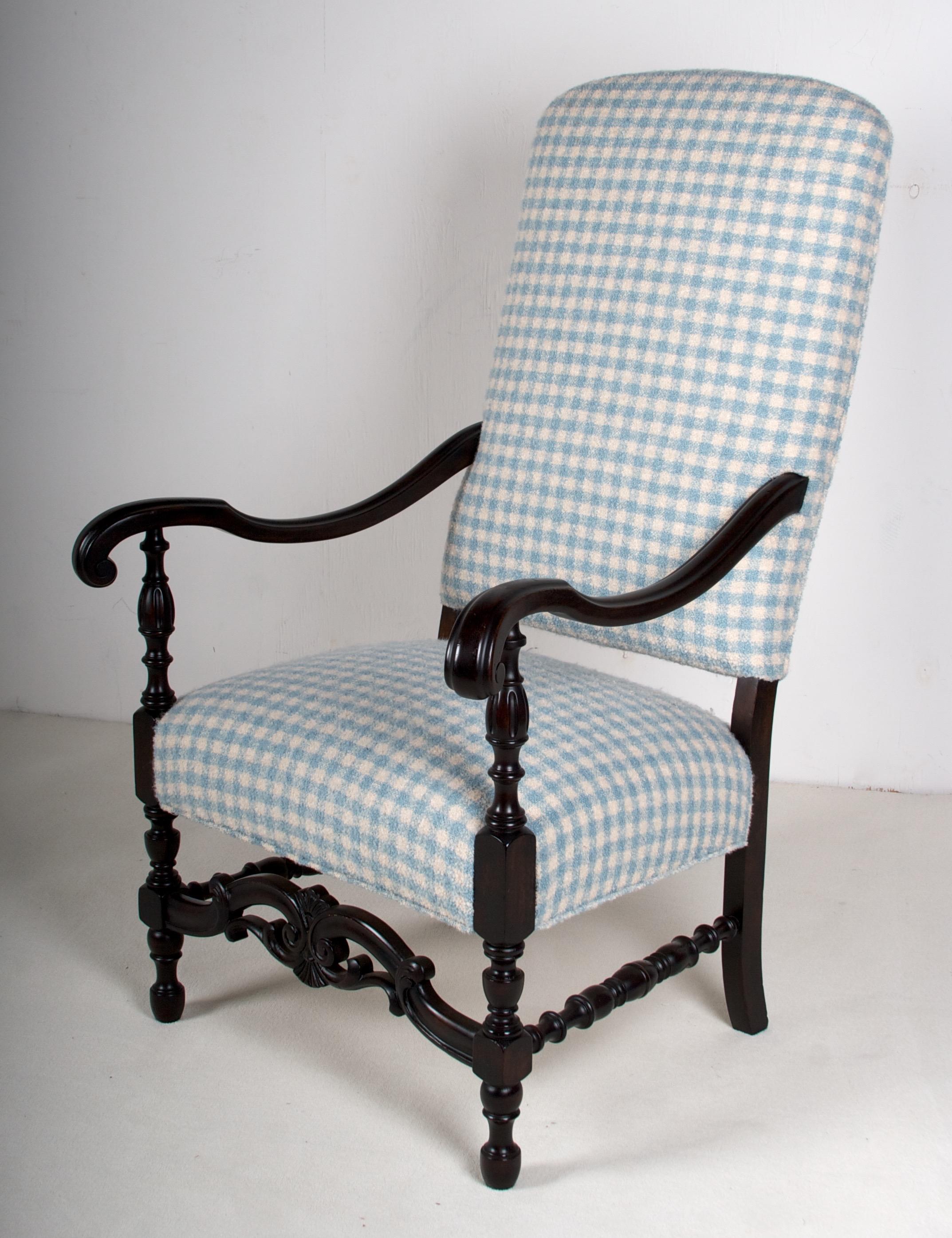 Baroque Revival Late 19th Century Walnut Armchair, Ebonized Finish over Walnut For Sale