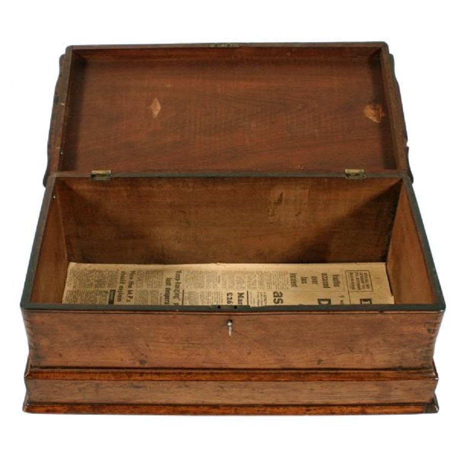 European Late 19th Century Walnut Deed Box For Sale