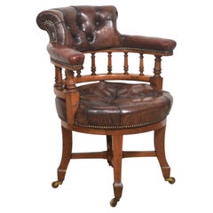 Late 19th Century Walnut Framed Revolving Desk Chair