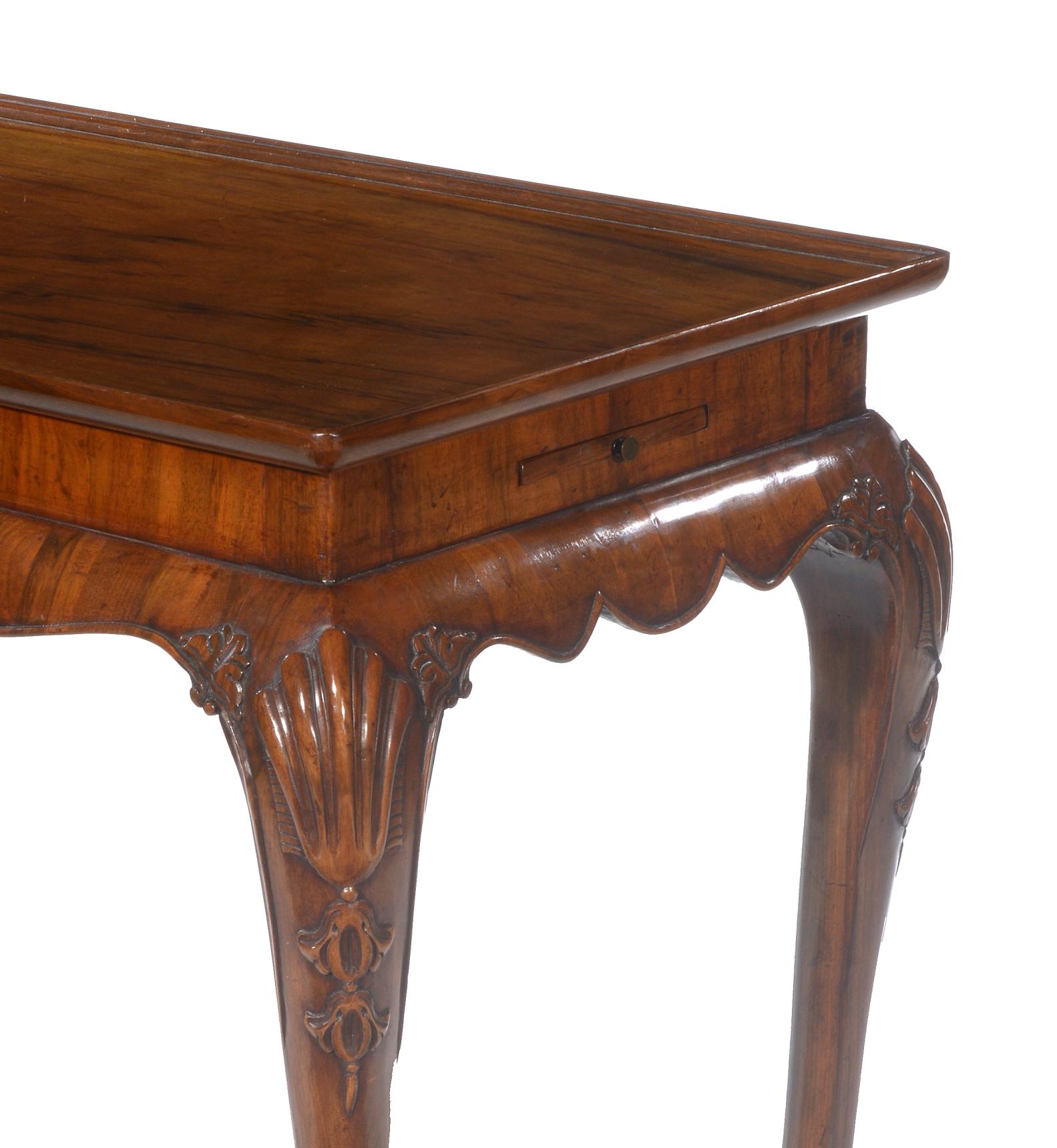 George III Late 19th Century Walnut Silver Table Raised on Cabriole legs For Sale