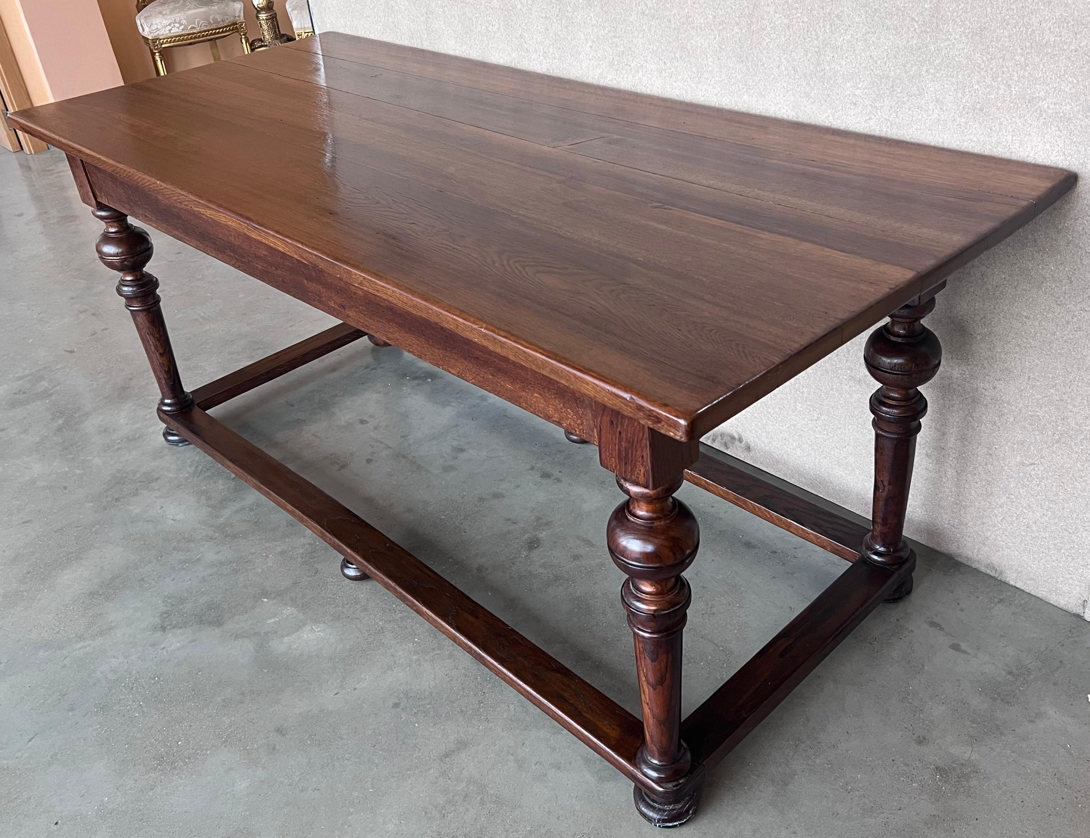 Late 19th Century Walnut Spanish Refectory Table or Farm Table For Sale 6