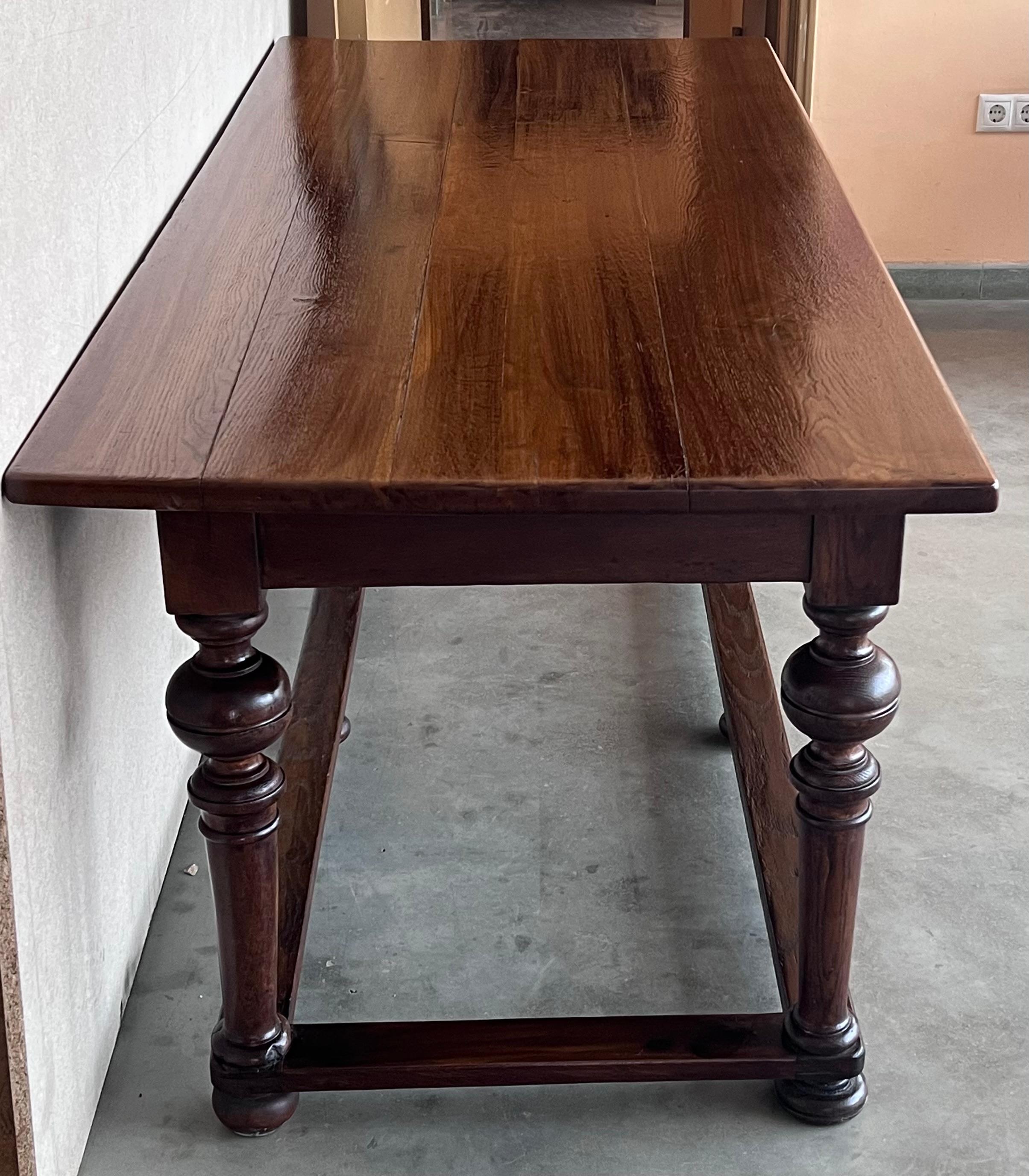 Late 19th Century Walnut Spanish Refectory Table or Farm Table For Sale 4