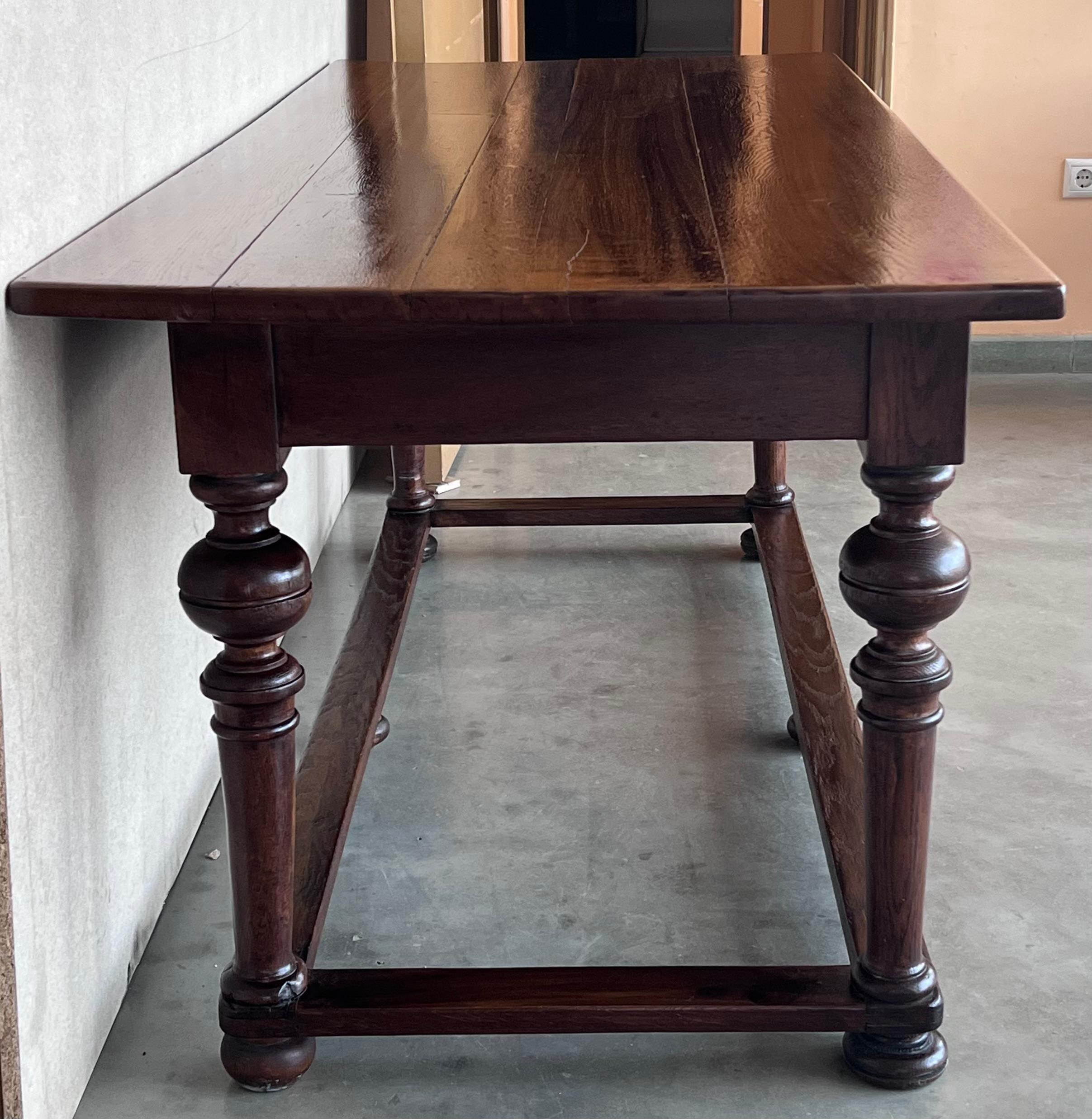 Late 19th Century Walnut Spanish Refectory Table or Farm Table For Sale 5