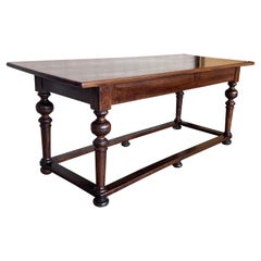 Late 19th Century Walnut Spanish Refectory Table or Farm Table