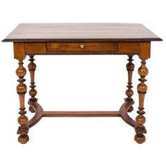 Late 19th Century Walnut Table with Turned Legs