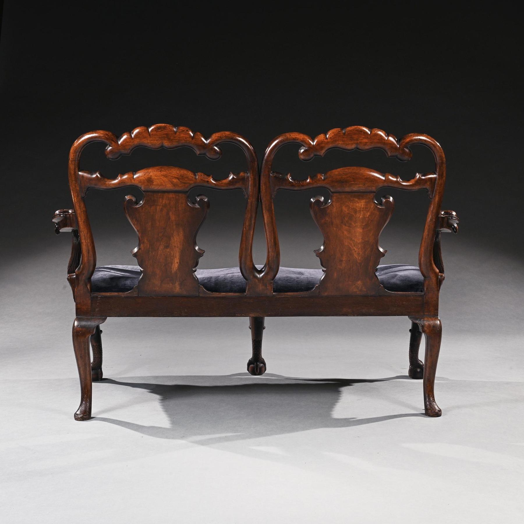 Late 19th Century Walnut Twin Chair Back Sofa After A George II Design 2