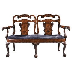 Late 19th Century Walnut Twin Chair Back Sofa After A George II Design