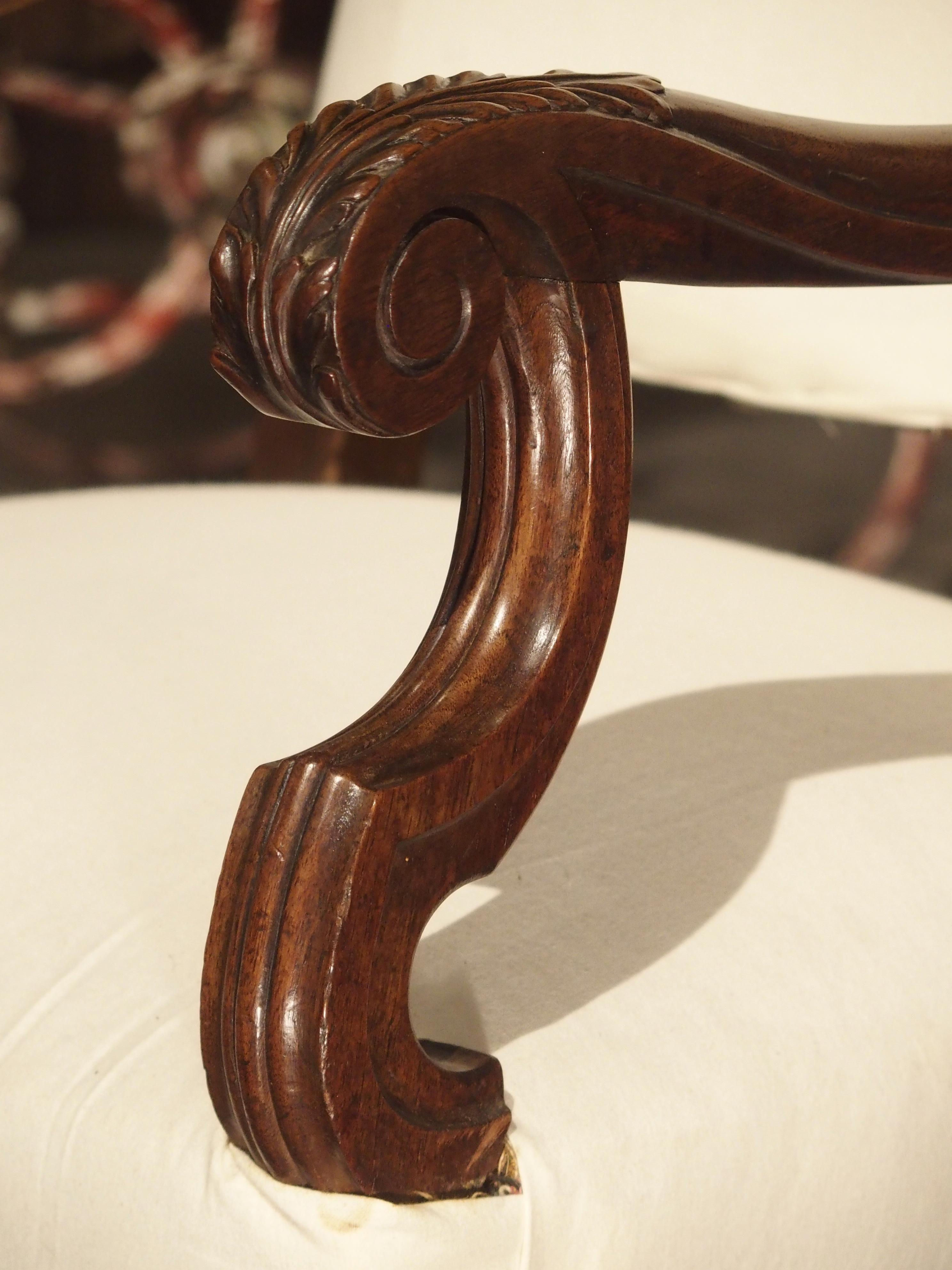 French Late 19th Century Walnut Wood Fauteuil Armchair from France