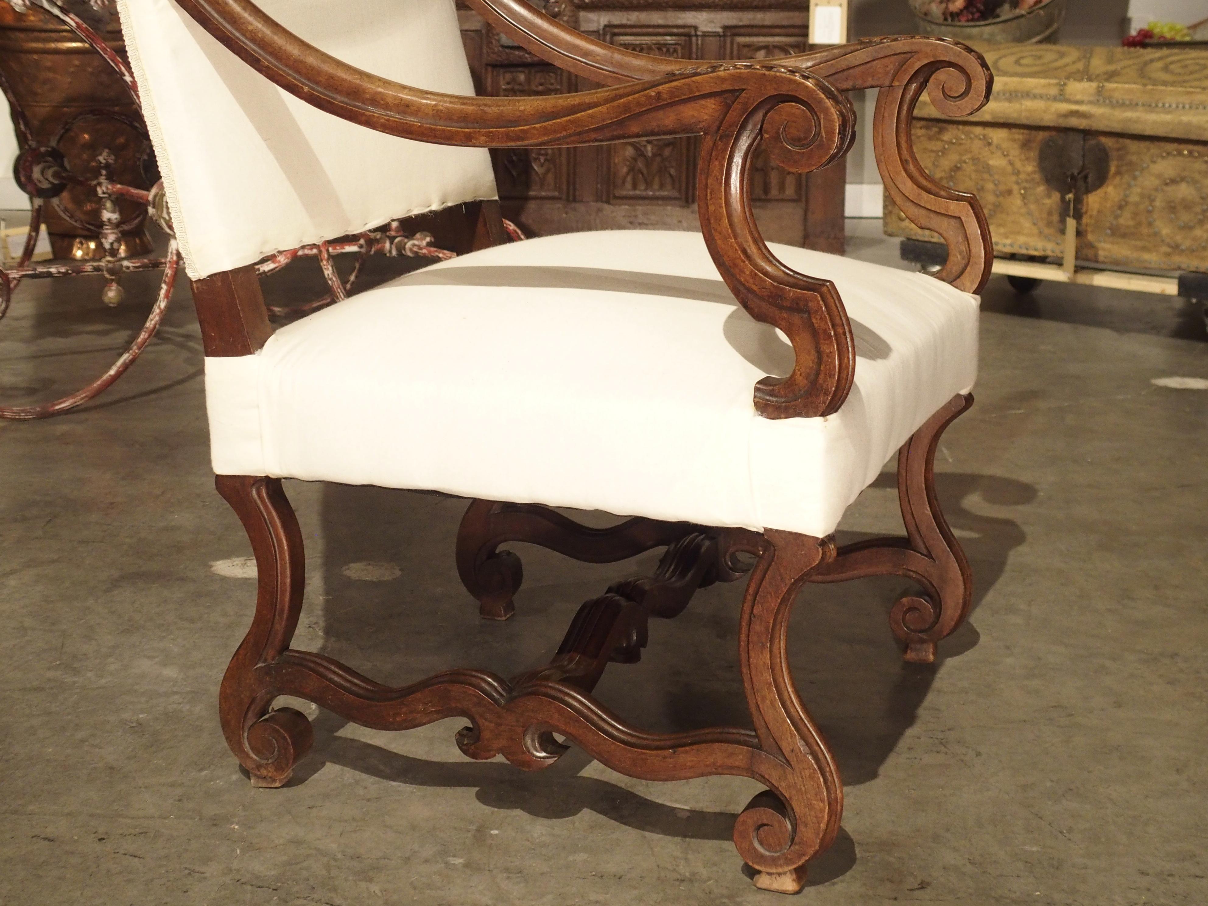 Late 19th Century Walnut Wood Fauteuil Armchair from France 2