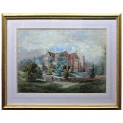 Late 19th Century Watercolor of an English Stately Home