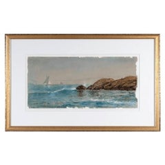 Late 19th Century Watercolor of Sail Boats off the Coast of Maine