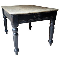 Late 19th Century Welsh Estate Made Black Painted and Scrub Top Pine Table