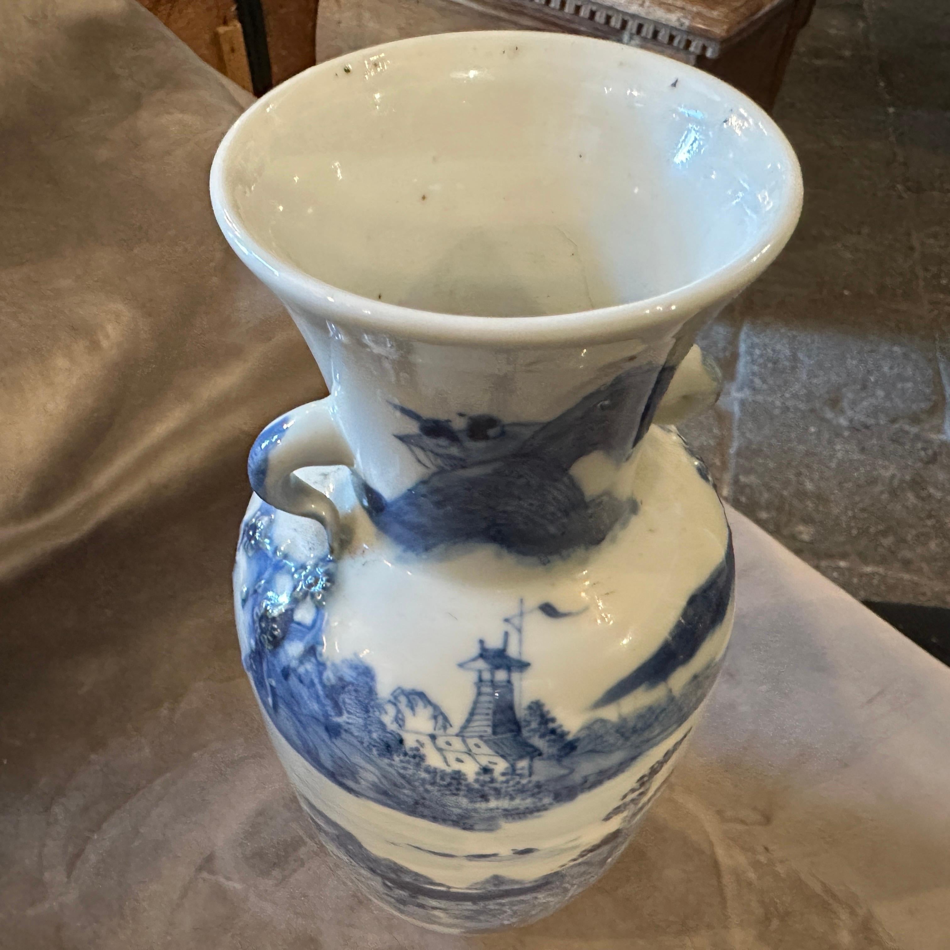 Late 19th Century White and Blue Ceramic Chinese Vase 1