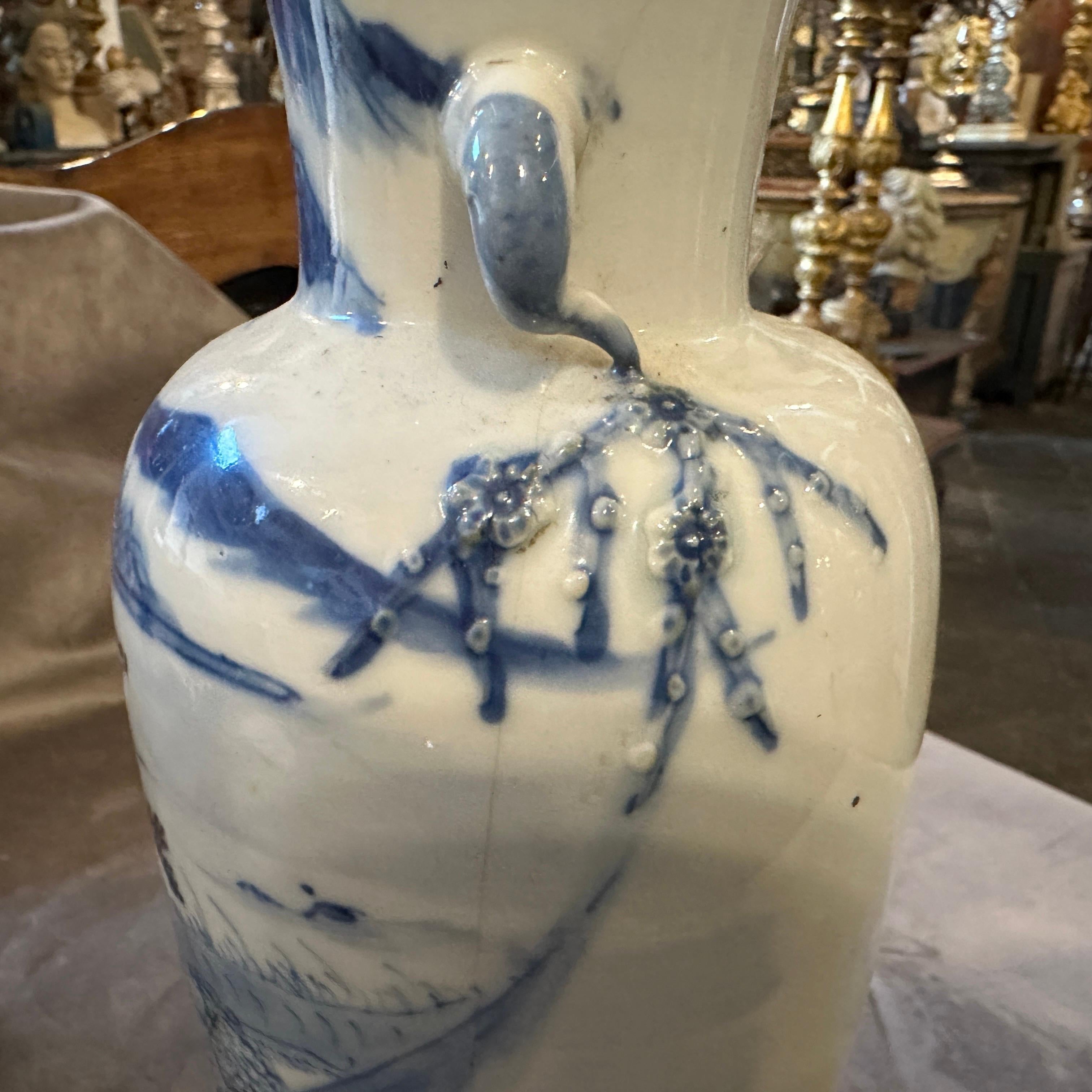 Late 19th Century White and Blue Ceramic Chinese Vase 3
