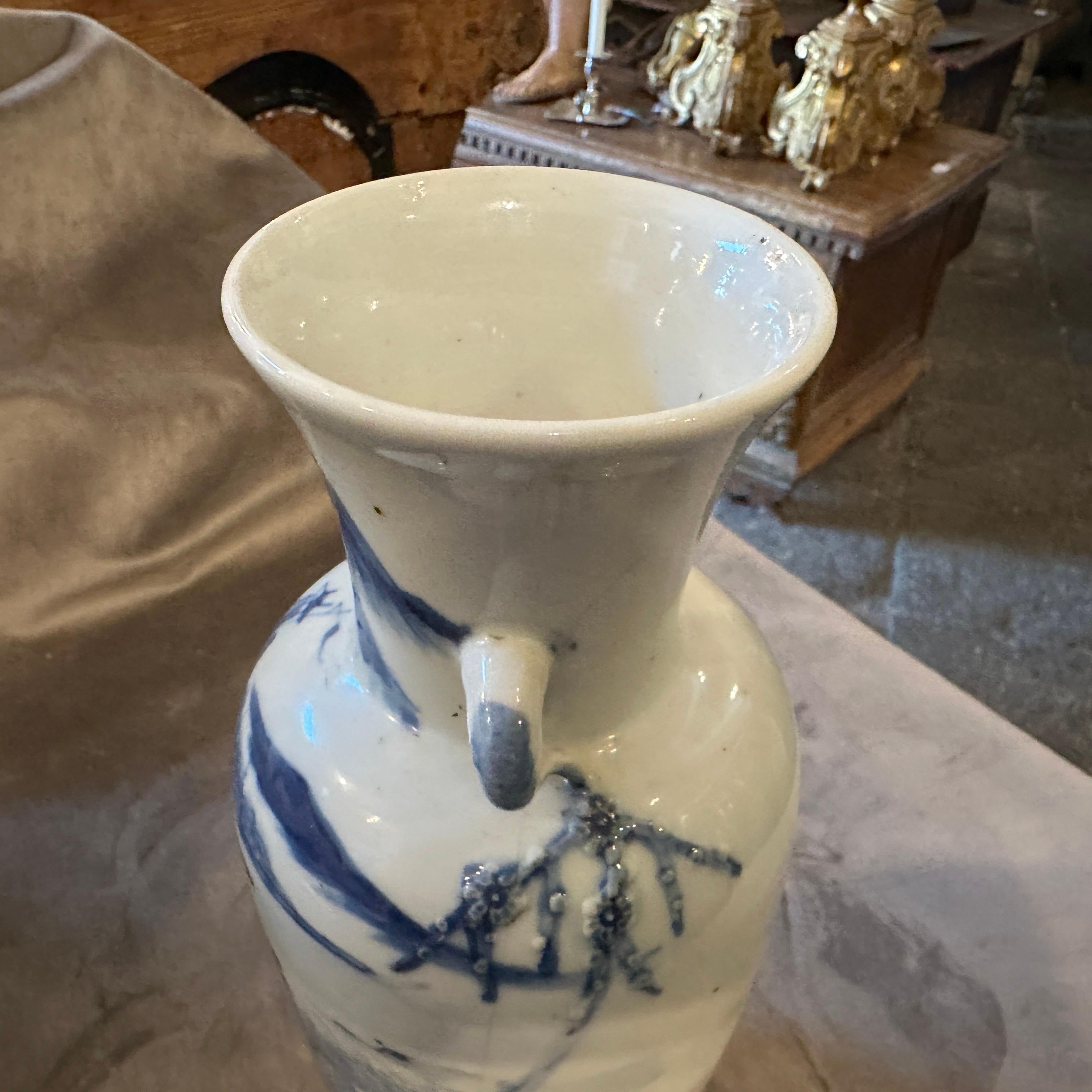 Late 19th Century White and Blue Ceramic Chinese Vase 4
