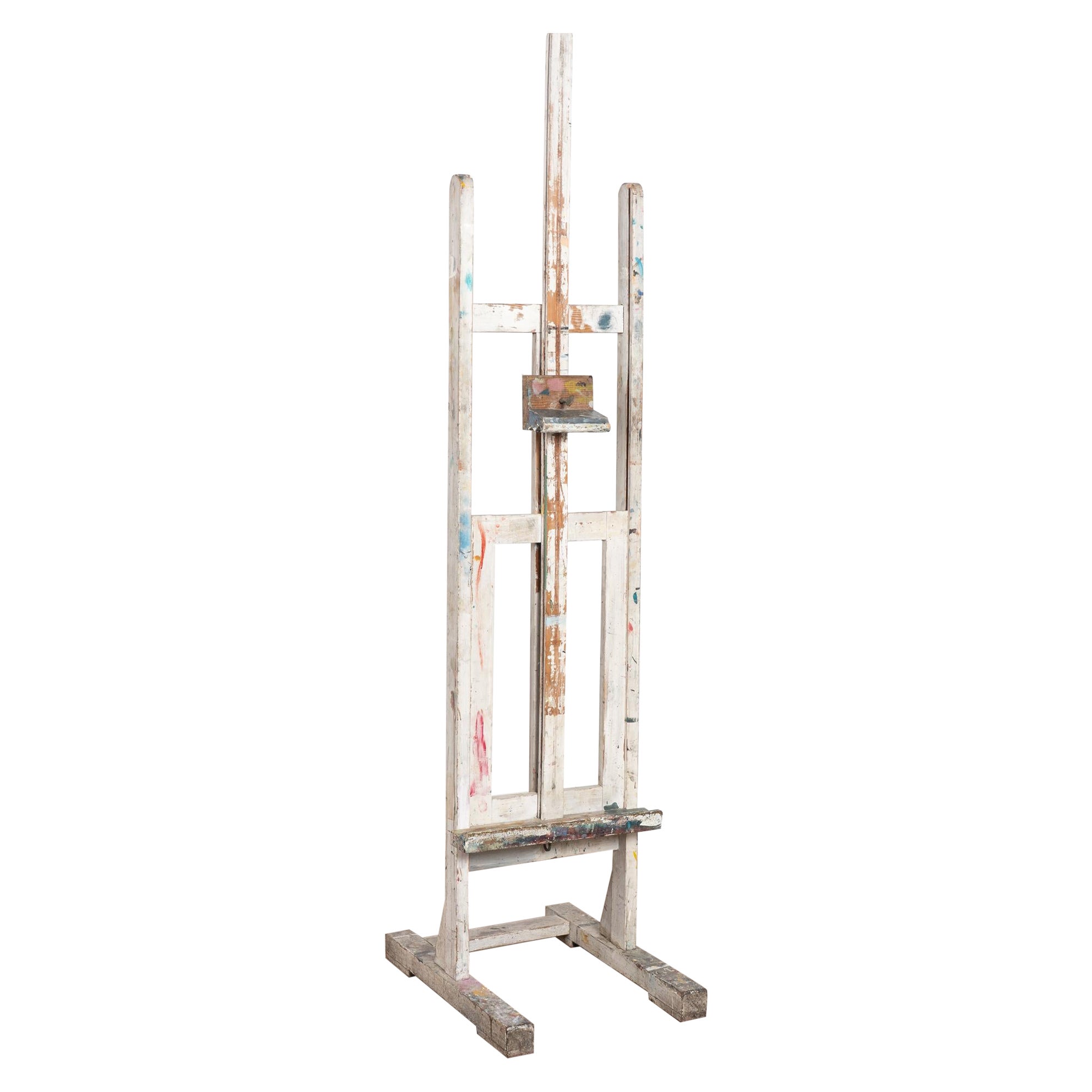 Late 19th Century White Antique Wood Painter
s Easel