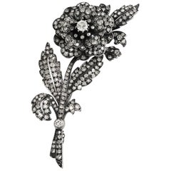 Late 19th Century White Diamond Rose Brooch