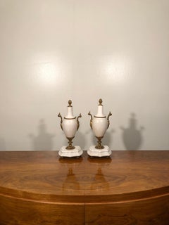 Late 19th Century White Marble Golden Bronze Details Decorative Objects Bookends