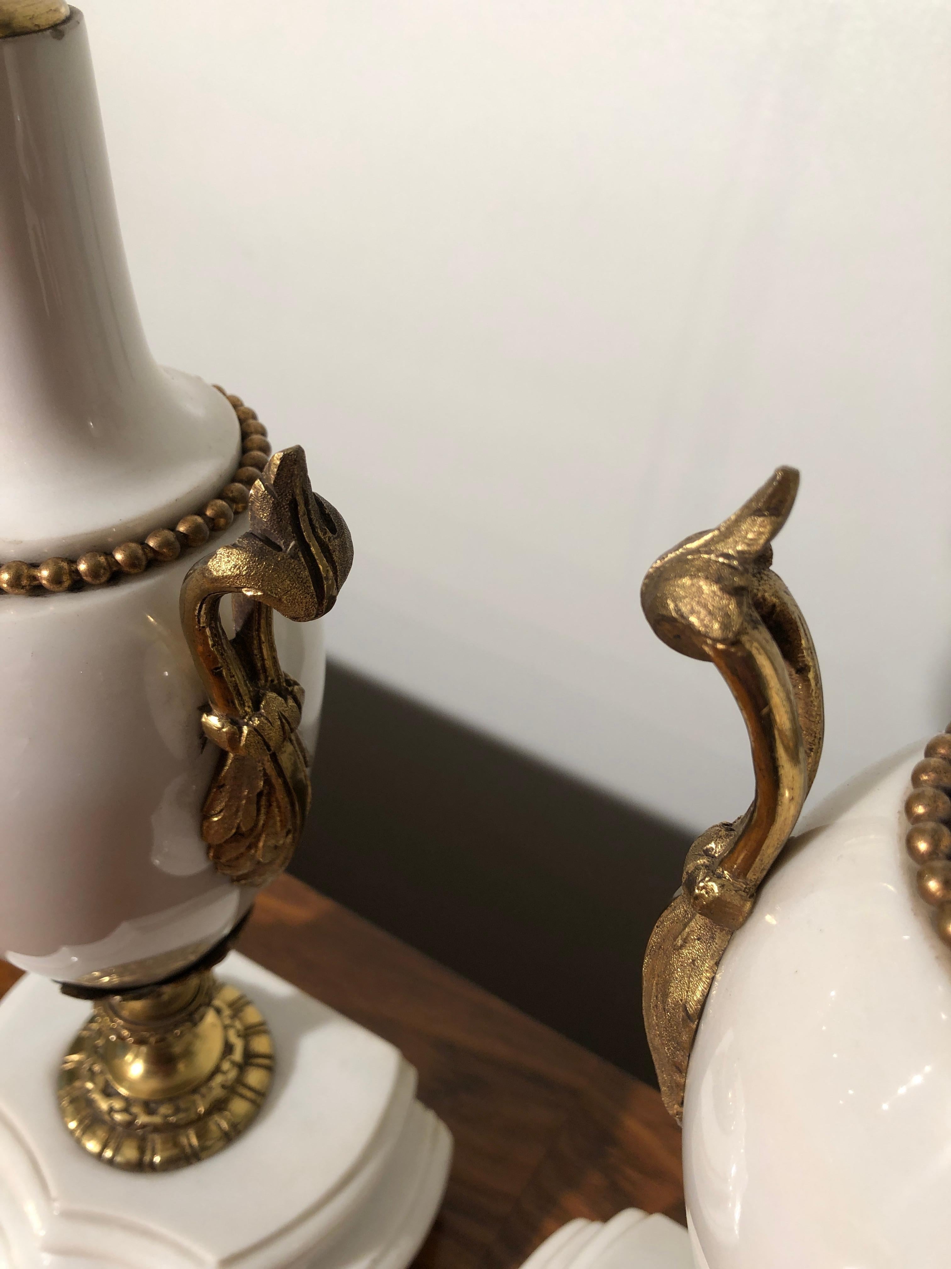 Late 19th Century White Marble Golden Bronze Details Decorative Objects Bookends 1