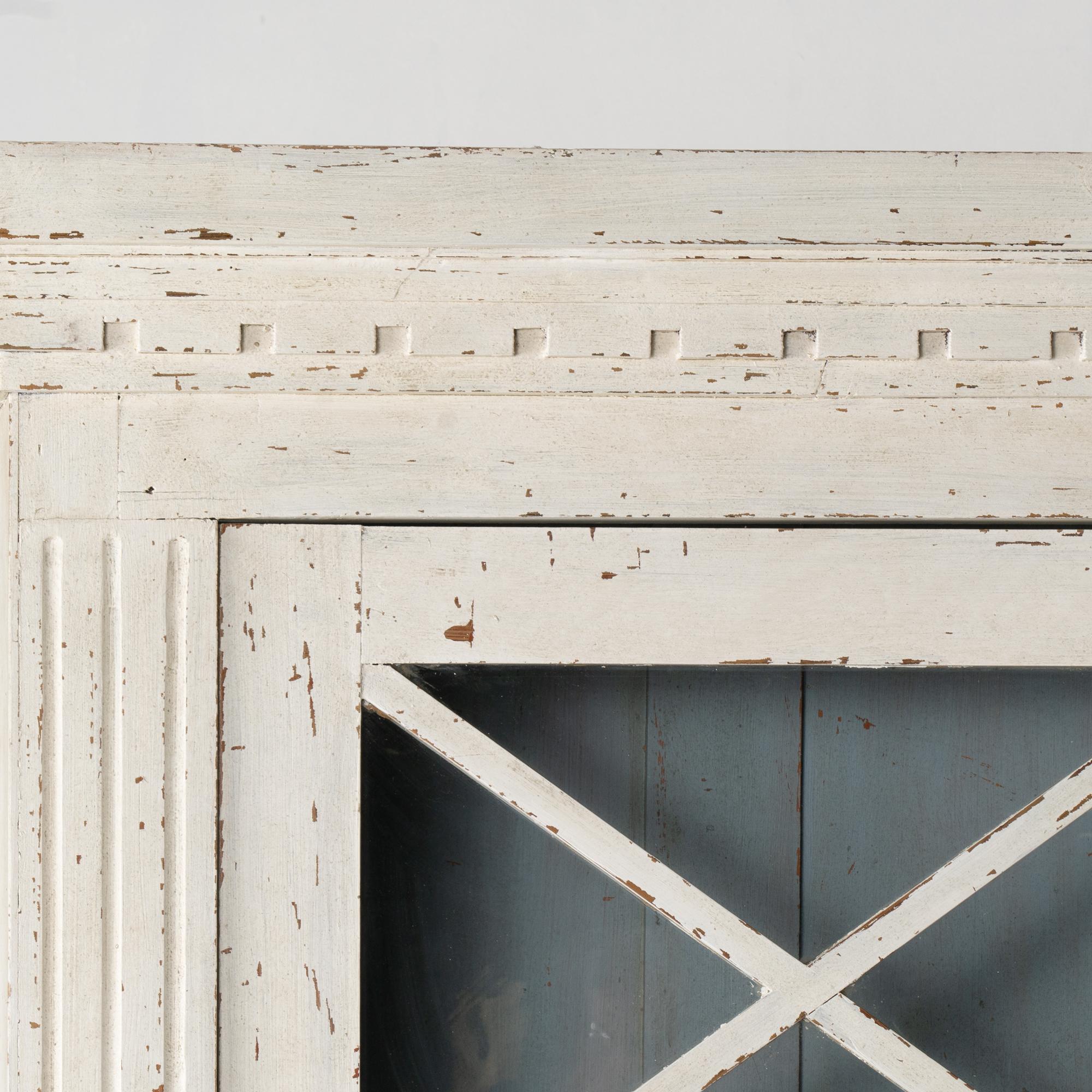 Brass Late 19th Century White Swedish Display Cabinet Bookcase
