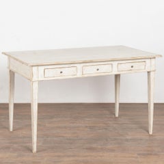 Late 19th Century White Swedish Pine Three-Drawer Table