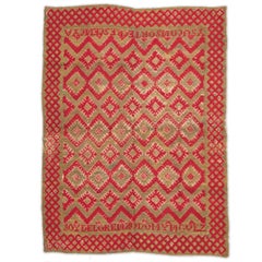 Late 19th Century with Green and Red Colors Alpujarra Rug from Spain