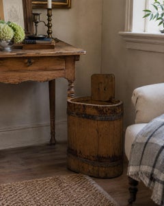 Late 19th Century Wood and Iron Bucket or Waste Basket