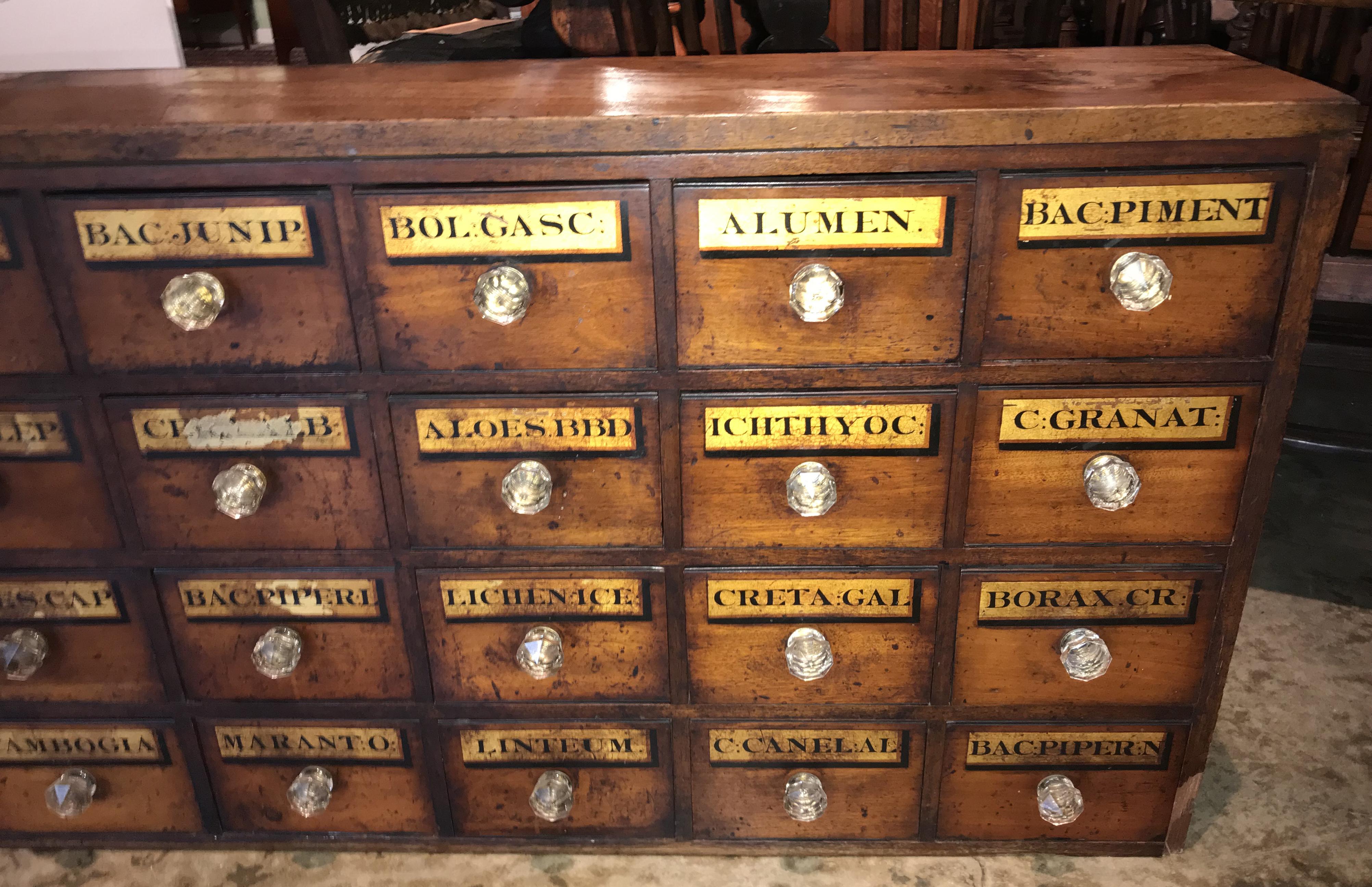 Hand-Crafted Late 19th Century Wooden 32-Drawer Chemist Apothecary Chest