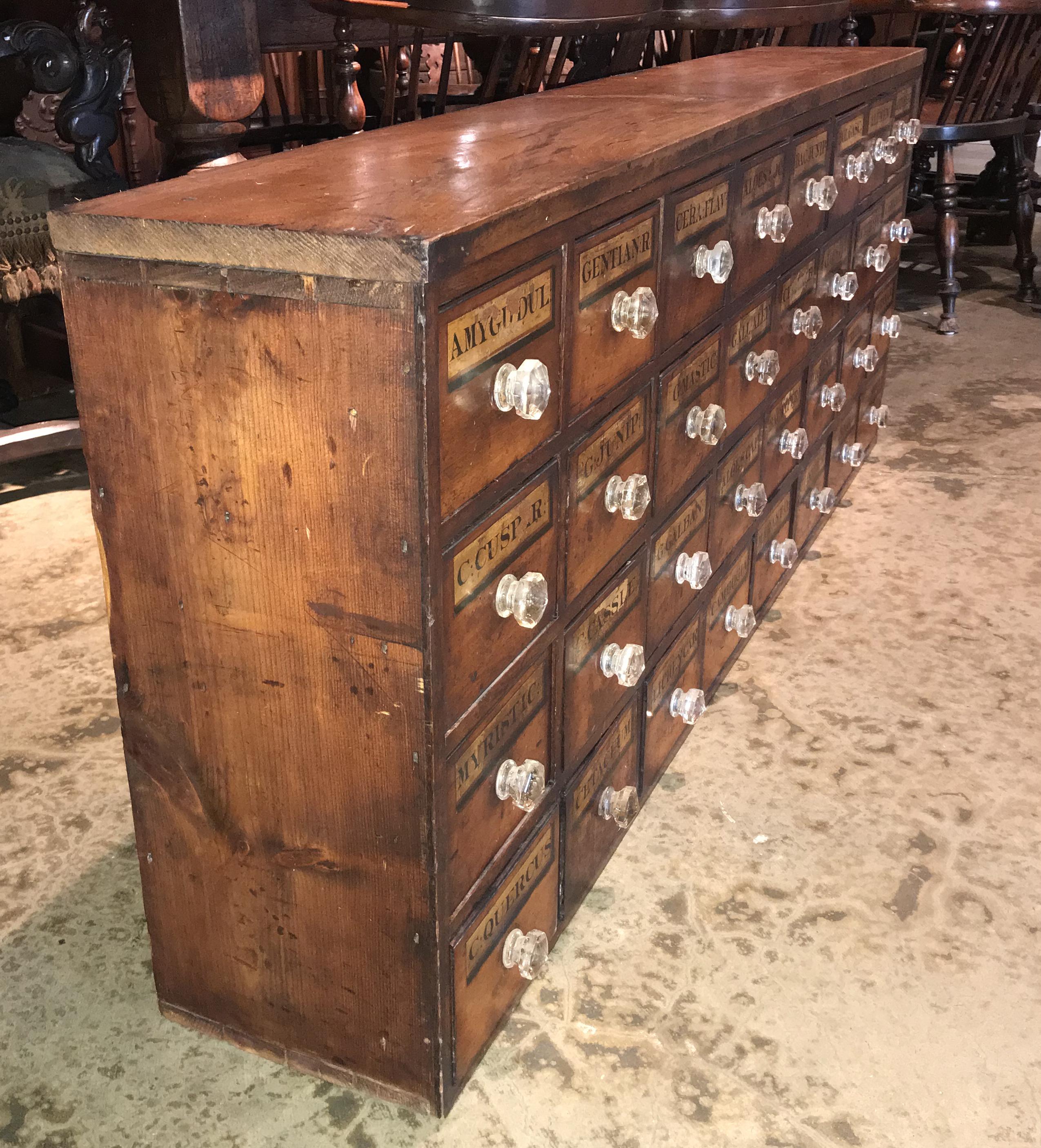 Late 19th Century Wooden 32-Drawer Chemist Apothecary Chest In Good Condition In Milford, NH