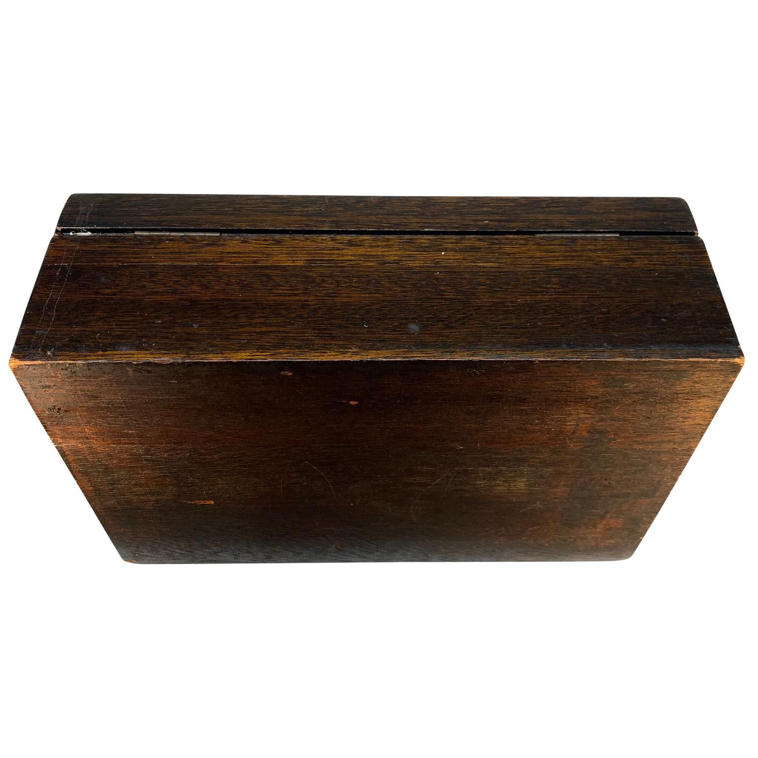 Late 19th Century Wooden Box with Polished Zinc Insert and Brass Plaque 3