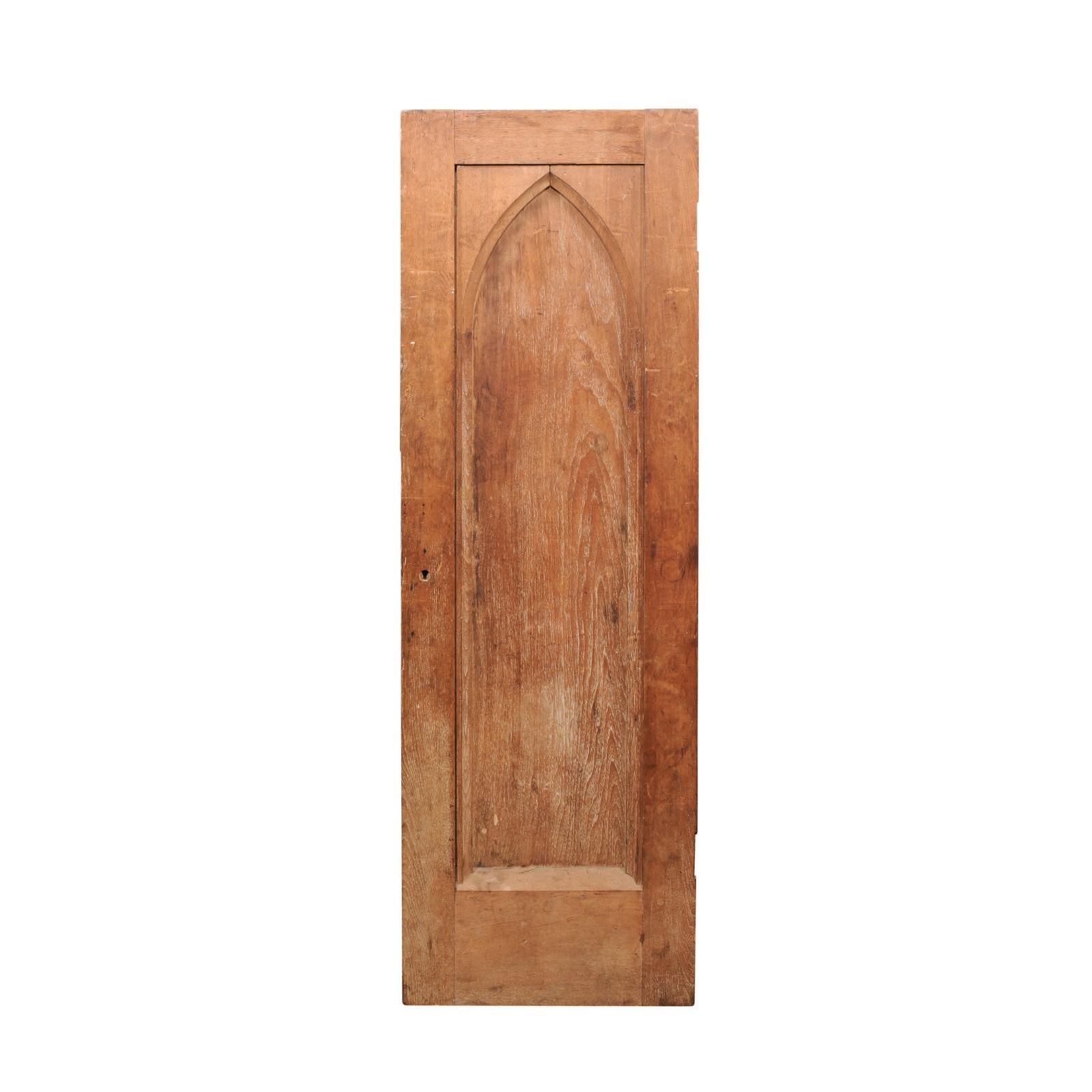  Late 19th Century Wooden Door with Gothic Style Arch Detail In Good Condition For Sale In Atlanta, GA